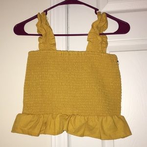 Yellow scrunch crop top
